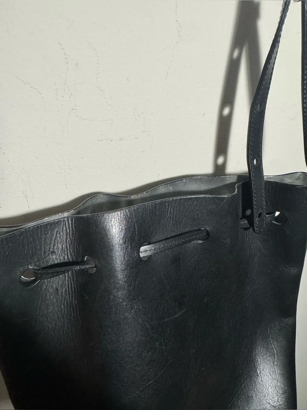 MANSUR GAVRIEL Black Leather Mini Bucket Bag